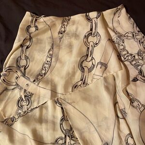 COS Cream Asymmetrical Skirt with Chain Print